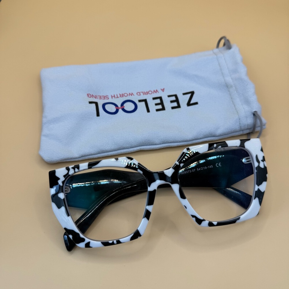 Zeelool Black And White Square Glasses Frames, No Prescription